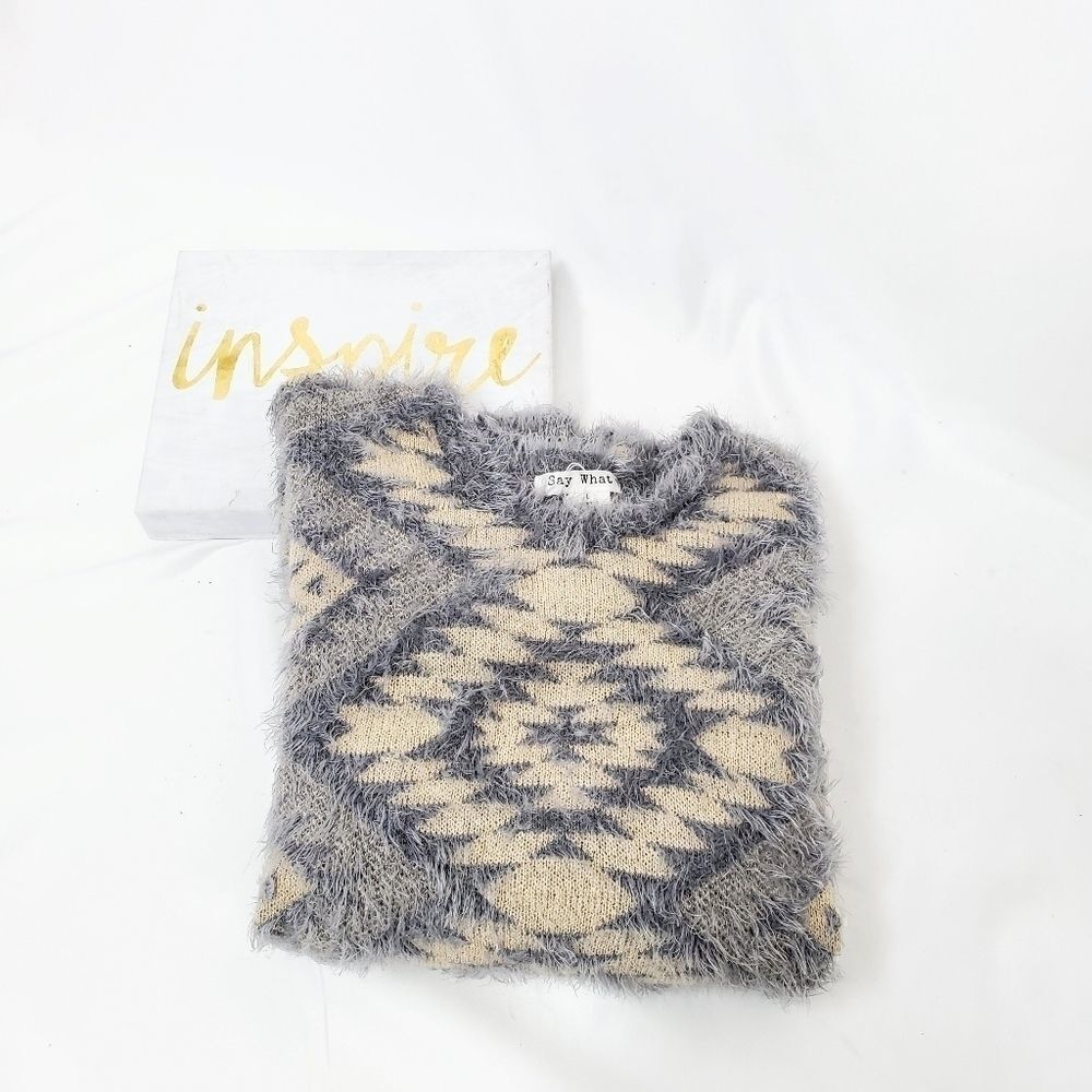 Say What? Eyelash Aztec Print Sweater